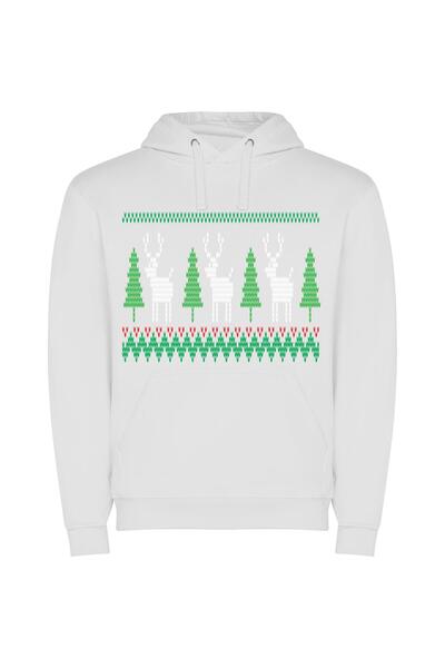 iLovePrints Ugly Chic Christmas Sweater Φούτερ με κουκούλα σε χρώμα Λευκό