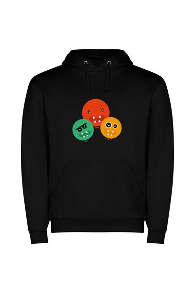 iLovePrints Monster Balloon Party Φούτερ με κουκούλα σε χρώμα Μαύρο