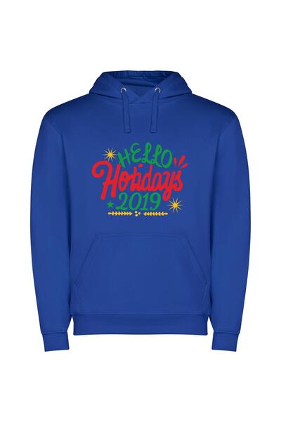 iLovePrints Festive Greetings Galore! Φούτερ με κουκούλα σε χρώμα Μπλε