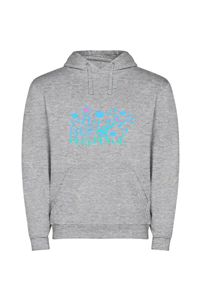 iLovePrints Salty Mermaid's Black Tail Φούτερ με κουκούλα σε χρώμα Γκρι