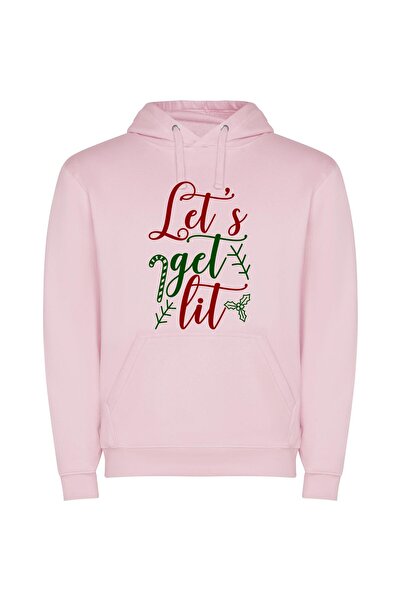iLovePrints Colorful Chaos: Let's Get Lit Φούτερ με κουκούλα σε χρώμα Ροζ