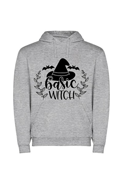 iLovePrints Witchy Chic Hat Collection Φούτερ με κουκούλα σε χρώμα Γκρι