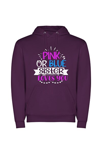 iLovePrints Colorful Love Sentiments Φούτερ με κουκούλα σε χρώμα Μωβ
