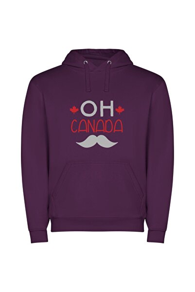 iLovePrints Maple Mustache Magic Φούτερ με κουκούλα σε χρώμα Μωβ