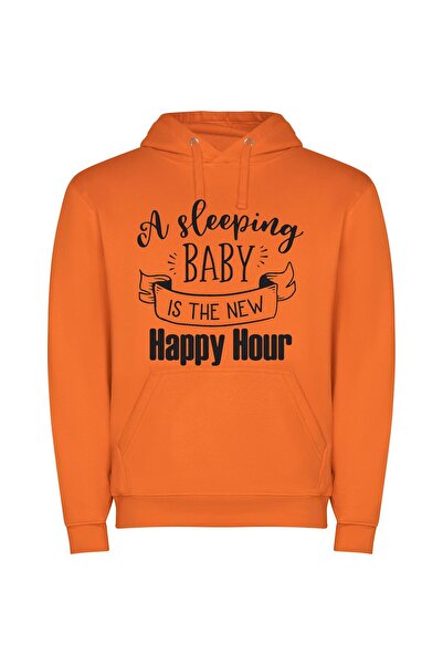 iLovePrints Blissful Slumber: New Happy Φούτερ με κουκούλα σε χρώμα Πορτοκαλί