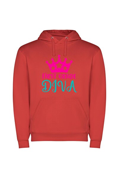 iLovePrints Glamorous Grade Diva Crown Φούτερ με κουκούλα σε χρώμα Κόκκινο