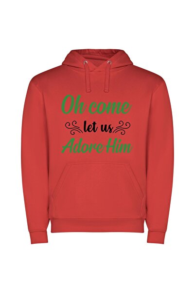 iLovePrints Effusive Warm Welcome: Him Φούτερ με κουκούλα σε χρώμα Κόκκινο