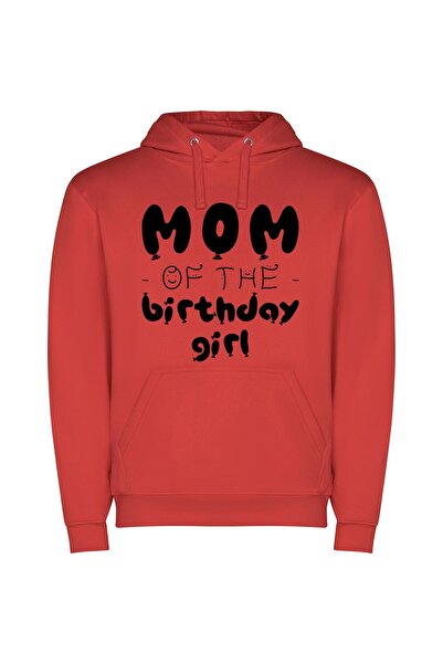 iLovePrints Birthday Balloon Bonanza: Mom! Φούτερ με κουκούλα σε χρώμα Κόκκινο