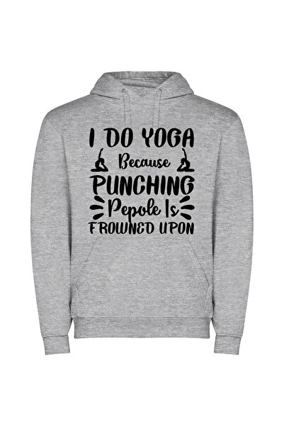iLovePrints Profound Yoga, Panic-Free Φούτερ με κουκούλα σε χρώμα Γκρι