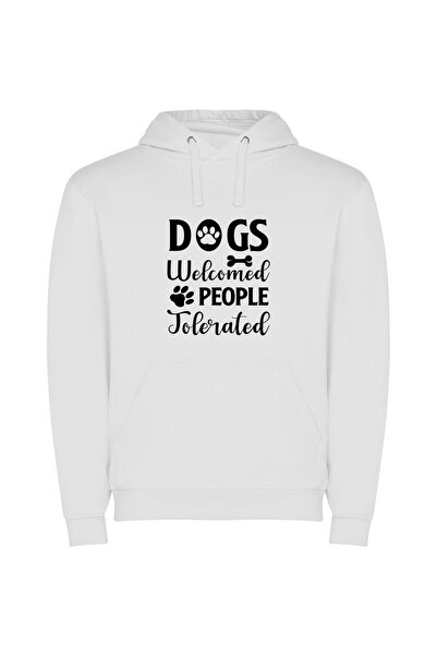 iLovePrints Pawsitive Welcome: Dogs Only Φούτερ με κουκούλα σε χρώμα Λευκό