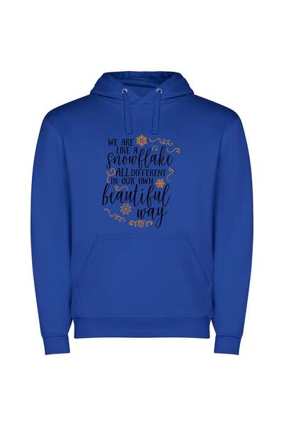 iLovePrints Unique Snowflake Elegance Φούτερ με κουκούλα σε χρώμα Μπλε
