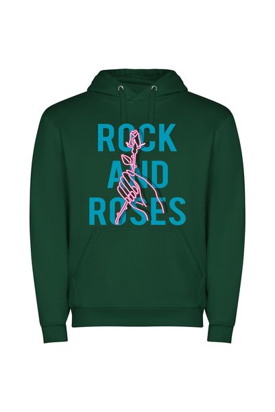 iLovePrints Rock 'n' Roses Passion Φούτερ με κουκούλα σε χρώμα Πράσινο