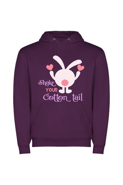 iLovePrints Cotton Candy Bunny Love Φούτερ με κουκούλα σε χρώμα Μωβ