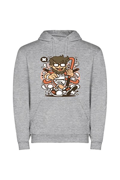 iLovePrints Artistic Sports Man Φούτερ με κουκούλα σε χρώμα Γκρι