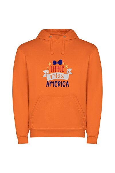 iLovePrints Patriotic Miss USA Bow Φούτερ με κουκούλα σε χρώμα Πορτοκαλί