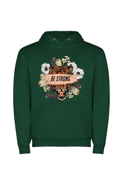 iLovePrints Empowered Blossoming Tiger Φούτερ με κουκούλα σε χρώμα Πράσινο