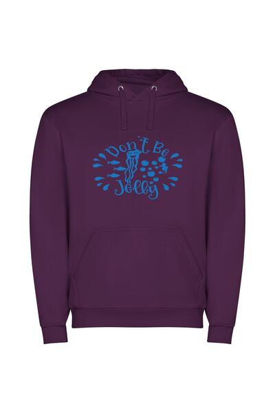 iLovePrints Blue Jelly Sea Φούτερ με κουκούλα σε χρώμα Μωβ