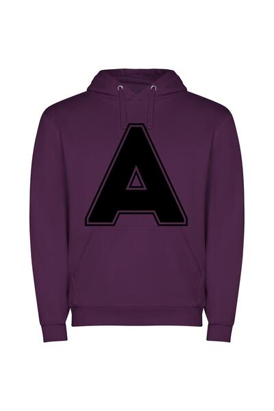 iLovePrints Monochrome Alpha Logo Φούτερ με κουκούλα σε χρώμα Μωβ