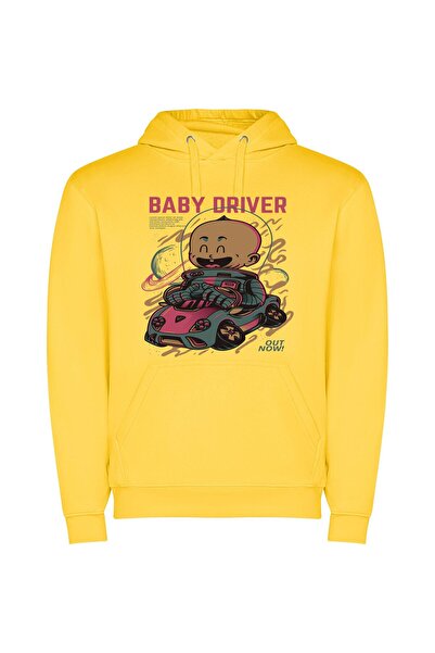 iLovePrints Cosmic Baby Driver Poster Φούτερ με κουκούλα σε χρώμα Κίτρινο