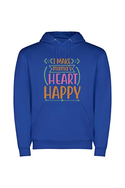 iLovePrints Mama's Blissful Heart Φούτερ με κουκούλα σε χρώμα Μπλε