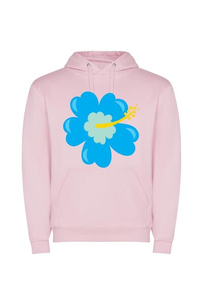 iLovePrints Blue Bloom Extravaganza Φούτερ με κουκούλα σε χρώμα Ροζ