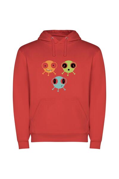 iLovePrints Colorful Cute Corona Crew Φούτερ με κουκούλα σε χρώμα Κόκκινο