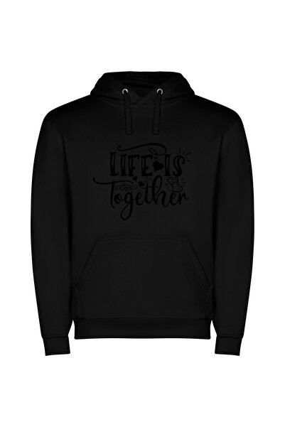 iLovePrints Unified Life Reflections Φούτερ με κουκούλα σε χρώμα Μαύρο