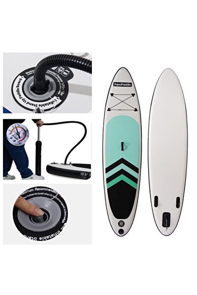 AquaPaddle Şişme SUP Board Kürek Sörf Tahtası Seti 320x76x15 cm Pompa Kürek 3...