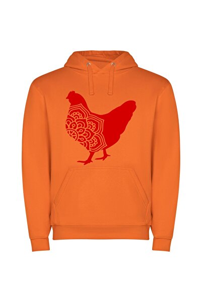 iLovePrints Scarlet Silhouette: Avian Elegance Φούτερ με κουκούλα σε χρώμα Πο...