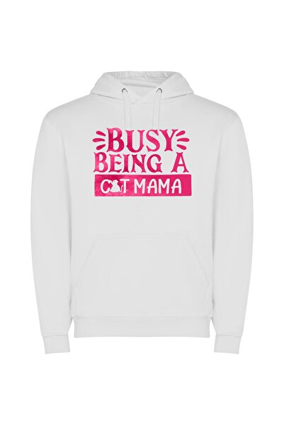 iLovePrints Purrrfect Cat Mama Φούτερ με κουκούλα σε χρώμα Λευκό