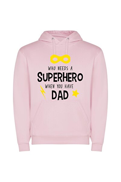 iLovePrints Dad: Ultimate Superhero Energy Φούτερ με κουκούλα σε χρώμα Ροζ