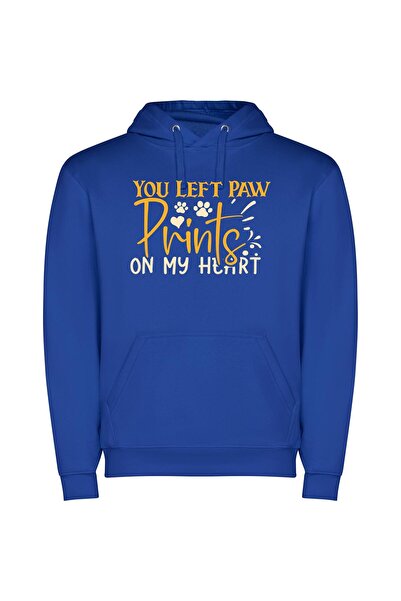 iLovePrints Premium Paw Print Collection Φούτερ με κουκούλα σε χρώμα Μπλε