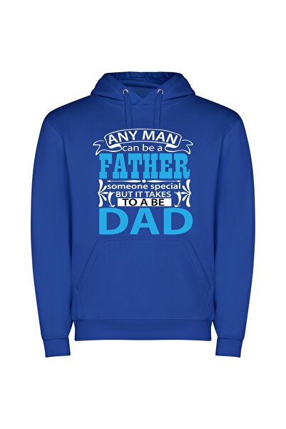 iLovePrints Daddy, My Fatherly Hero Φούτερ με κουκούλα σε χρώμα Μπλε