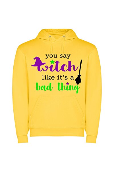 iLovePrints Enchanting Witchery Attire Φούτερ με κουκούλα σε χρώμα Κίτρινο