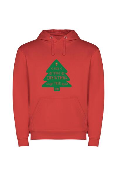 iLovePrints Festive Fresh Beginnings: 2018 Φούτερ με κουκούλα σε χρώμα Κόκκινο