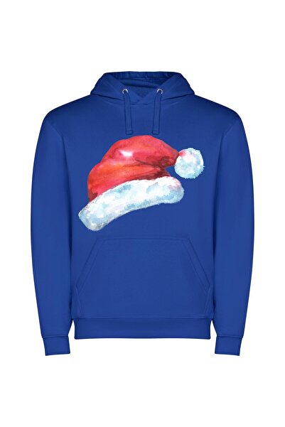 iLovePrints Festive Hatception: Digital Watercolor Φούτερ με κουκούλα σε χρώμ...