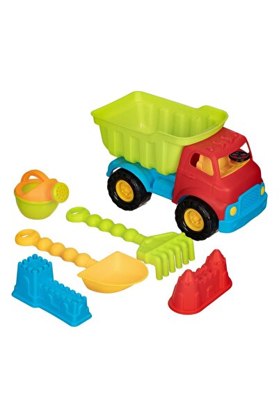 Zâna Casei Set de plajă - Camion de nisip Roșu Verde și 5 Accesorii 20x30x18cm