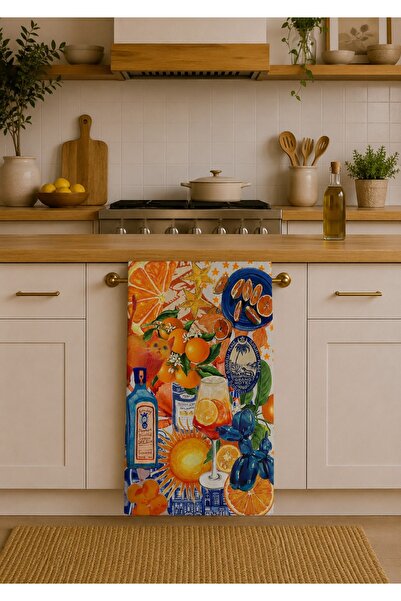 Piloji Decorative Kitchen Towel 35X50 cm Mediterranean and Citrus Printed Dry...