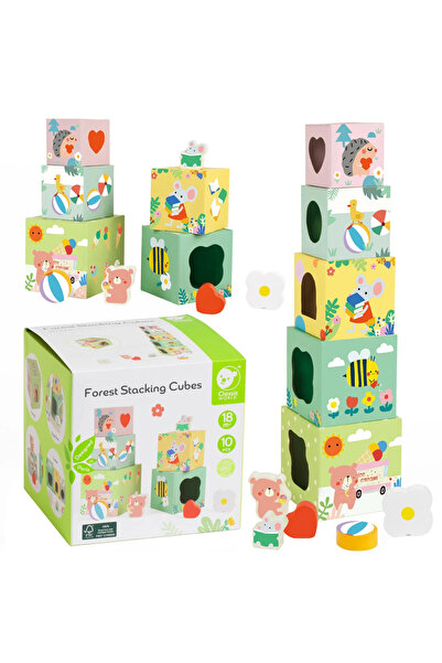 Classic World Cuburi de stivuit Cutie Pădure Piramidă 10 buc. FSC