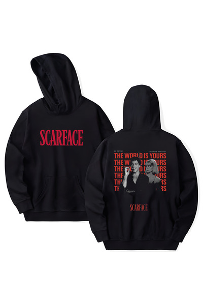 STİL-X Scarface Printed Cotton Long Sleeve 3 Thread Hooded Sweatshirt