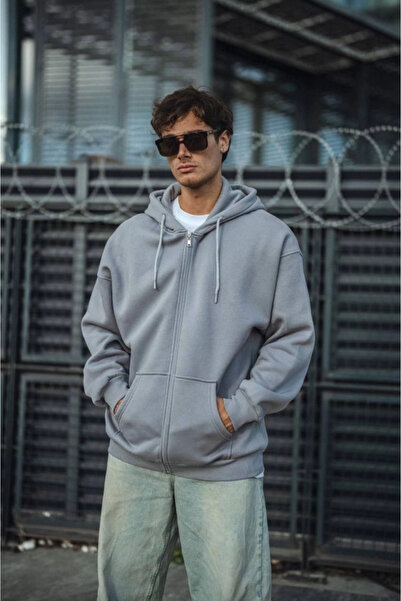 UFC 1985 TOP BRAND    Oversize Full Zip Long Sleeve Cardigan - Gray