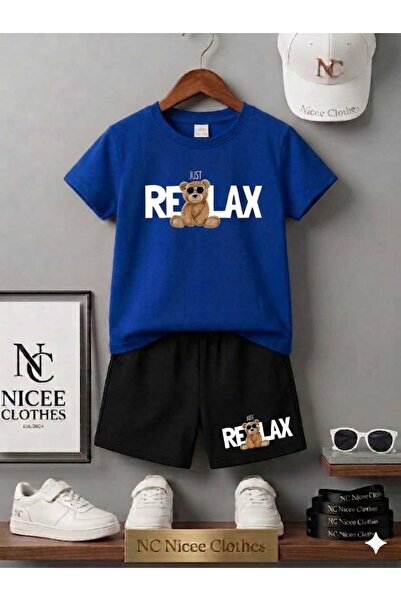 Leto Lykia Summer Children's T-Shirt Shorts Unisex (Relaxs Bear Printed)