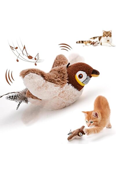KOWVOWZ ألعاب قطط تفاعلية على شكل طيور طائرة تصدر صوت صفير، لعبة طائر ترفرف ب...