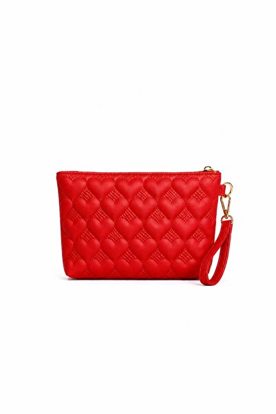 Bagfoni حقيبة مكياج بنمط قلب أحمر، حقيبة يد للمكياج مقاس 23x15 سم