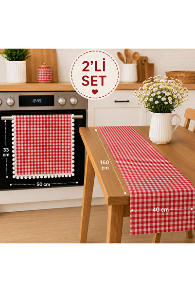 senmasy 2-Piece Kitchen Decoration Set Oven Cover 33*50 cm + Runner Tableclot...
