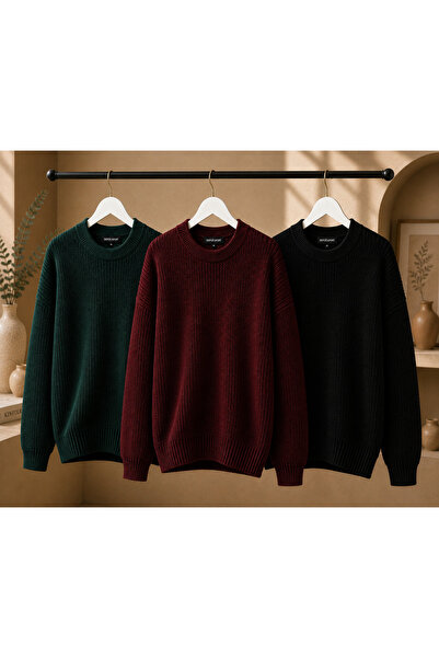 DepoExport Women's Premium Crew Neck Oversize Knitwear Sweater Soft Knitted S...