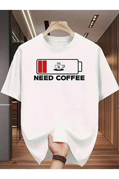 2BIR تي شيرت برسومات قهوة مضحكة بطبعة "NEED COFFEE" بأكمام قصيرة وتصميم غريب ...