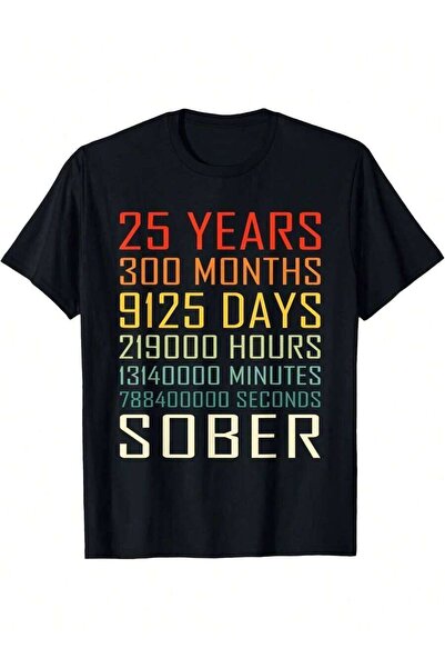 2BIR تي شيرت Year Sobriety Anniversary Vintage 25 Years Sober للرجال والنساء،...