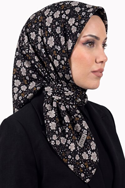 hadiora Women's Black Ecru Floral Patterned Daily Use Cotton Stitched Writing...
