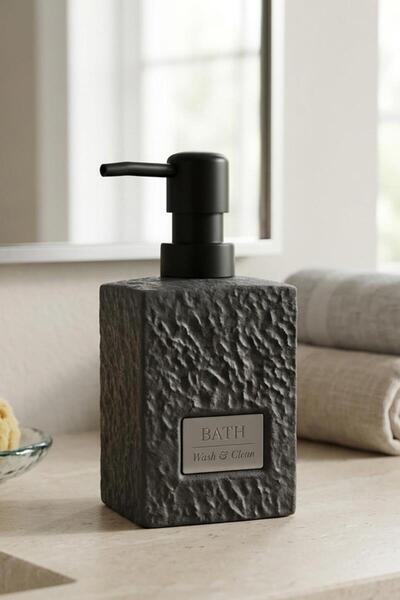 ALBETTO Stoneware Liquid Soap Dispenser Matte Black 48972